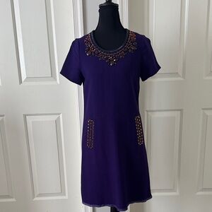 Kate Spade Deep Purple Embellished Mini Dress